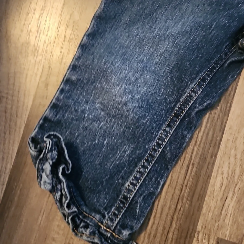 Denim Jeans (2 Pair) Toddler Girls  Size 12 12-18 mo Dark/Light Wash Ruffles
